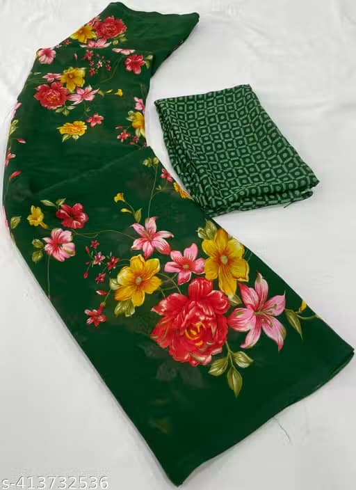 Festive Dori Work Dark Green Georgette Saree